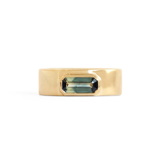Front view of Kingsland Ring Emerald Cut Sapphire 1.2ct by Goldpoint