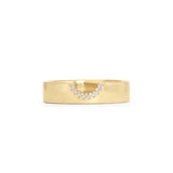 Opposite front view of Horizon Band Half Moon Cutout Pave Round Diamonds in 14k yellow gold
