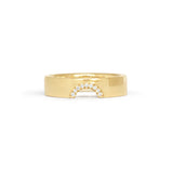 Front view of Horizon Band Half Moon Cutout Pave Round Diamonds in 14k yellow gold