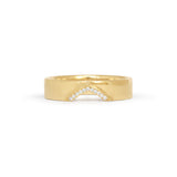 Front view of Horizon Band Triangle Cutout Pave Round Diamonds in 14k yellow gold
