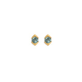 Front view of a set of Horus Earring / Bicolor Sapphire pieces by Goldpoint Jewelry