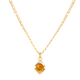 Horus Orange Garnet Necklace / Wide Curb Chain