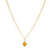 Horus Orange Garnet Necklace / Wide Curb Chain