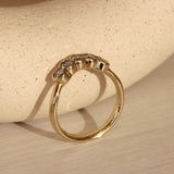 Lifestyle side profile view of Cloud 5 Band Curve  Round Lab Diamonds in 14k yellow gold