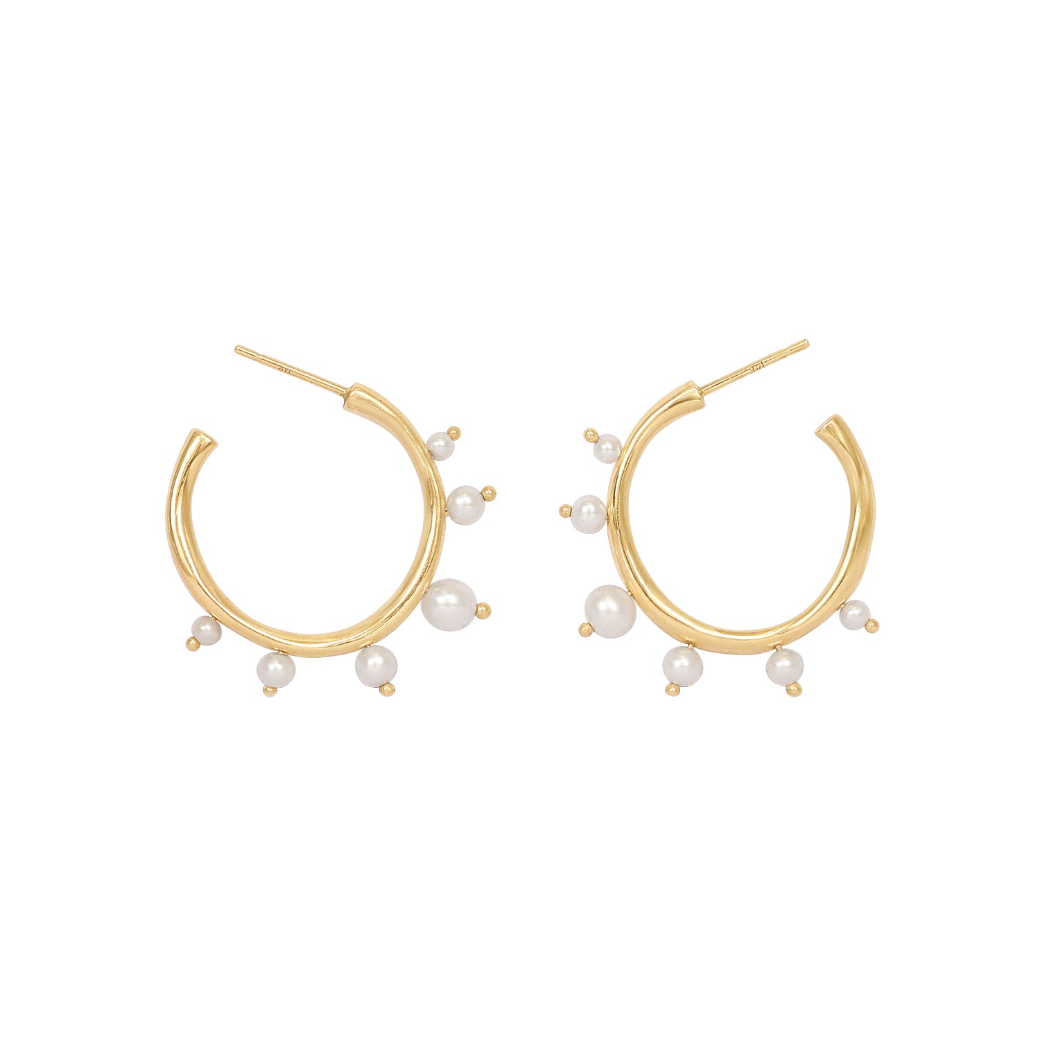 Amorphous Pearl Bead Hoops / Large by Goldpoint