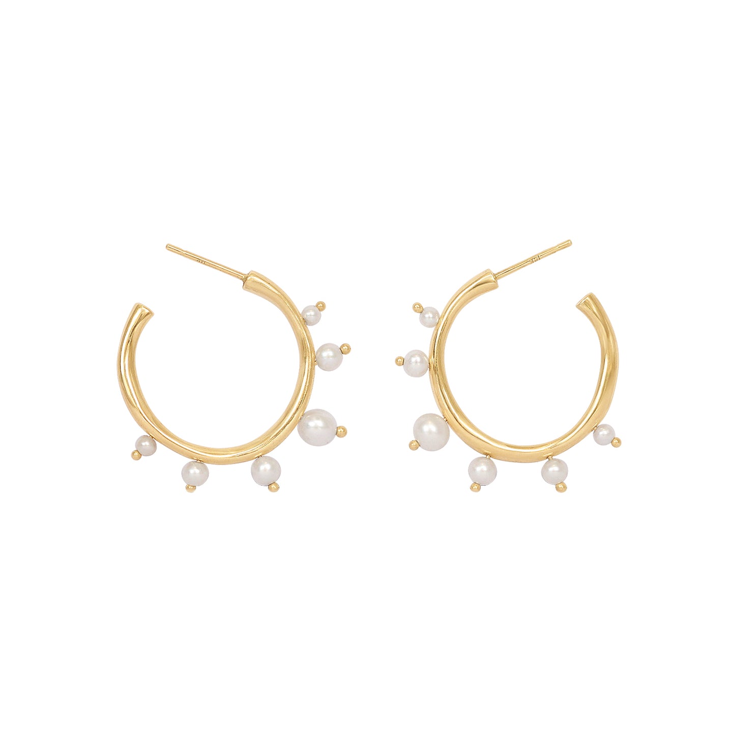 Amorphous Pearl Bead Hoops / Large by Goldpoint