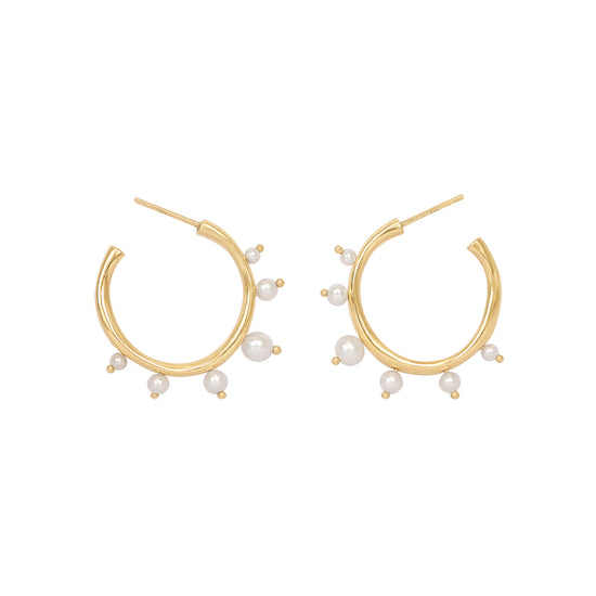 Amorphous Pearl Bead Hoops / Large by Goldpoint