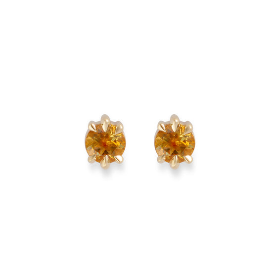 Product shot of a pair of Talon Earring Round Citrine 5mm