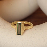 Lifestyle angled view of Kent Ring Baguette Sapphire 1.45ct by Goldpoint Jewelry