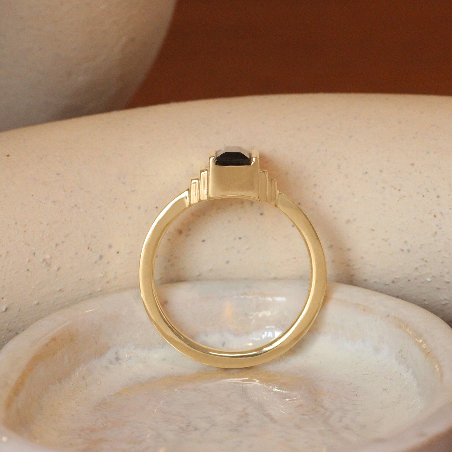 Lifestyle side profile view of Kent Ring Baguette Sapphire 1.45ct by Goldpoint Jewelry