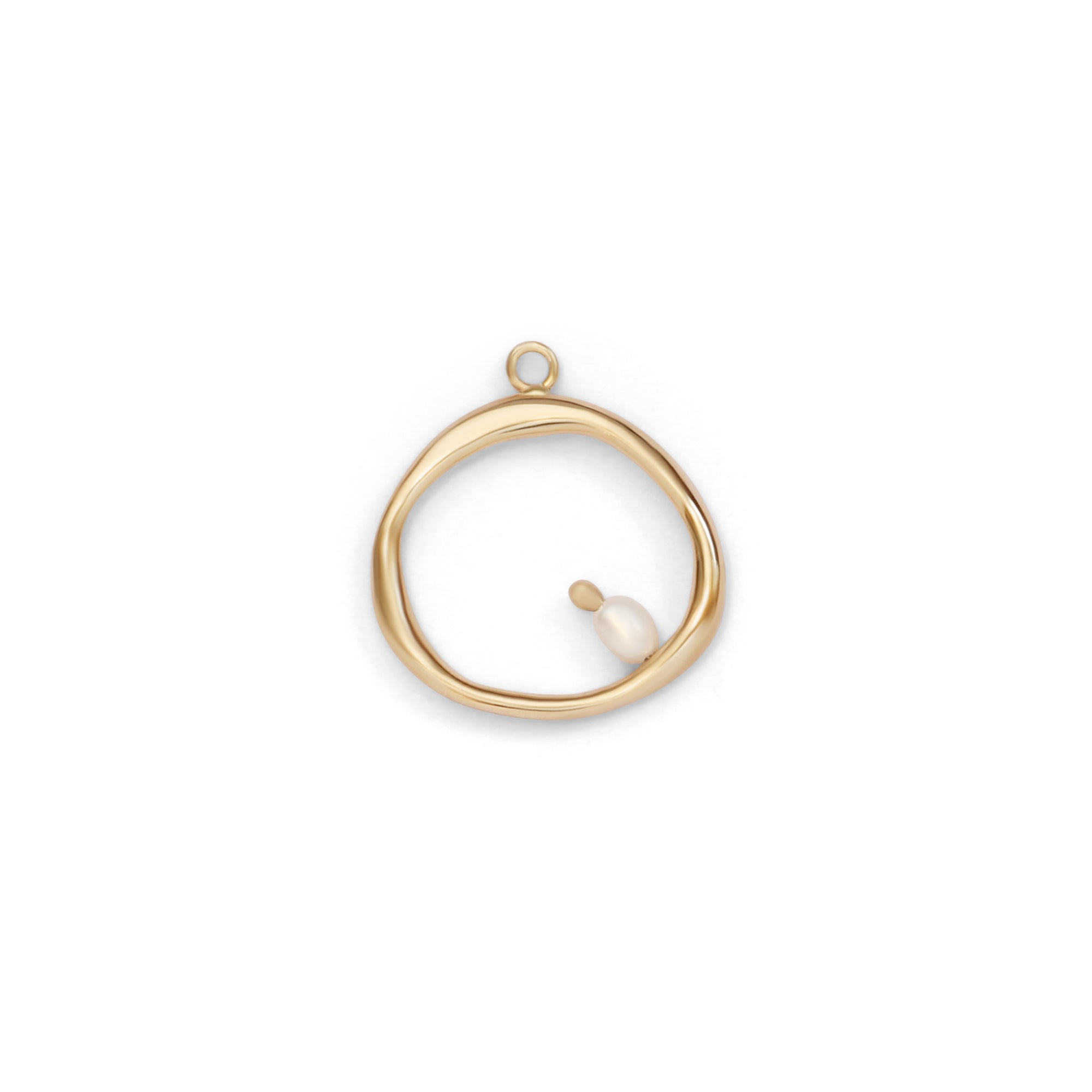 Front view of Amorphous Charm / Large Circle + Pearl by Goldpoint