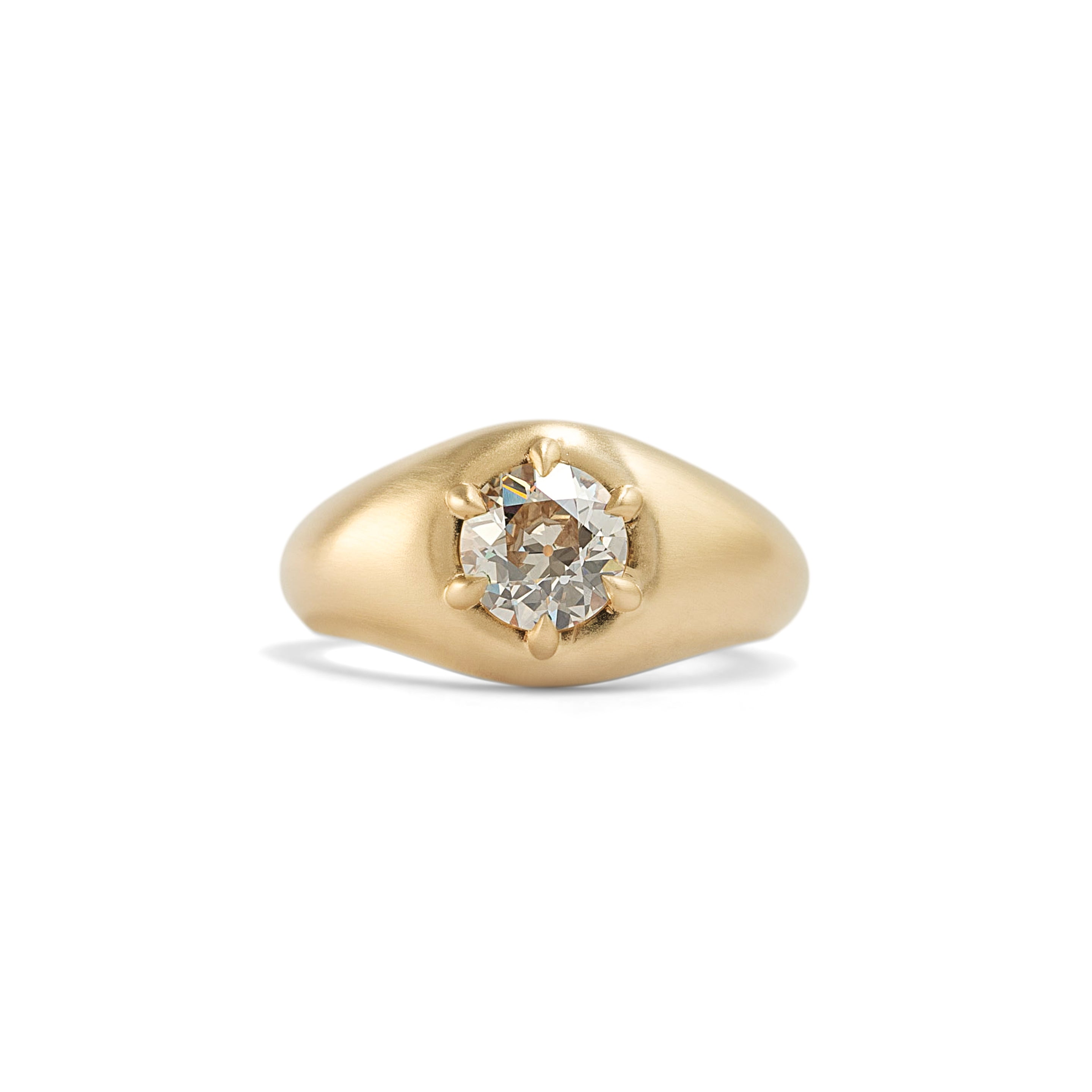 Front view of Leonard 6 Ring Old Euro Natural Diamond 1.04ct by Goldpoint Jewelry