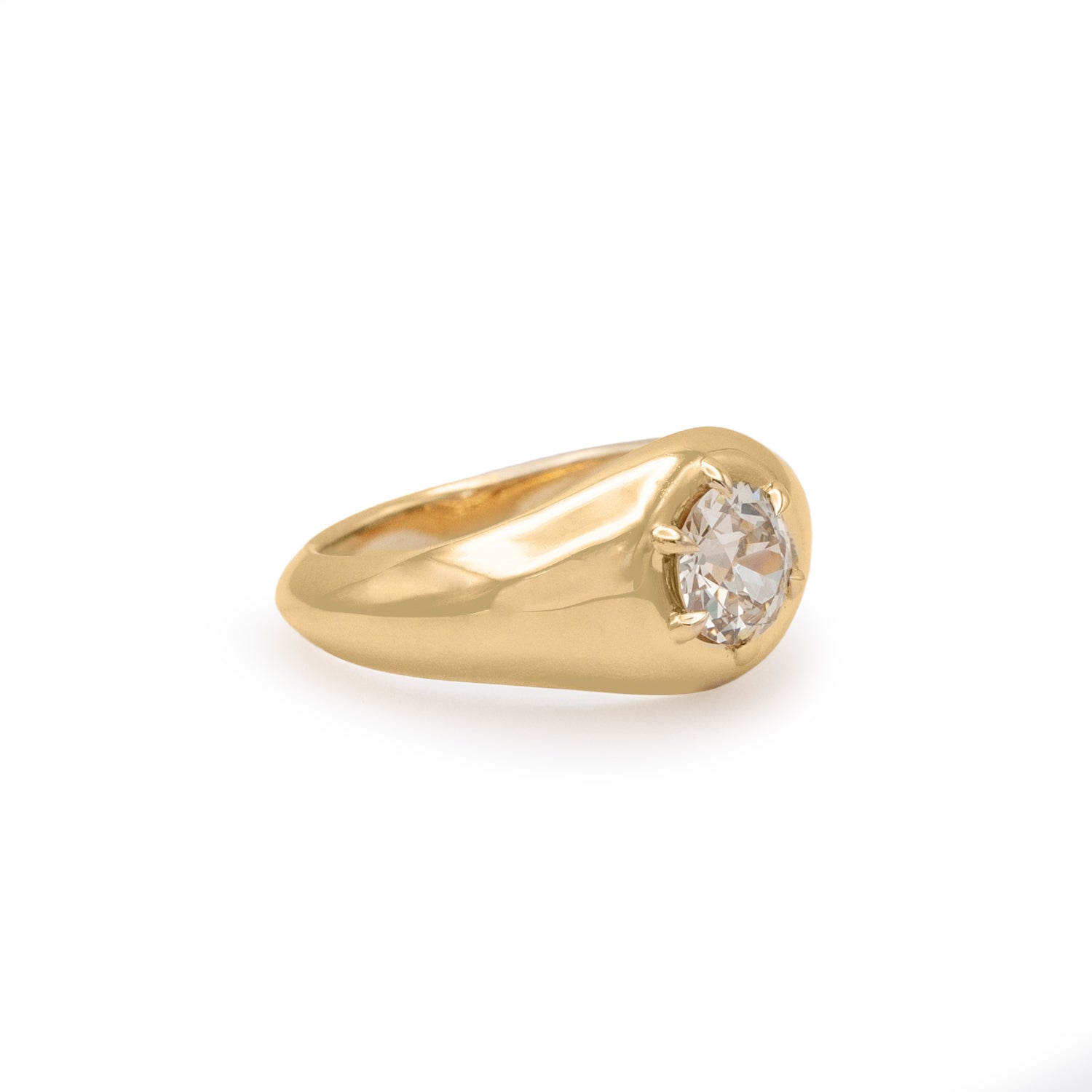 Angled side view of Leonard 6 Ring Old Euro Natural Diamond 1.04ct by Goldpoint Jewelry