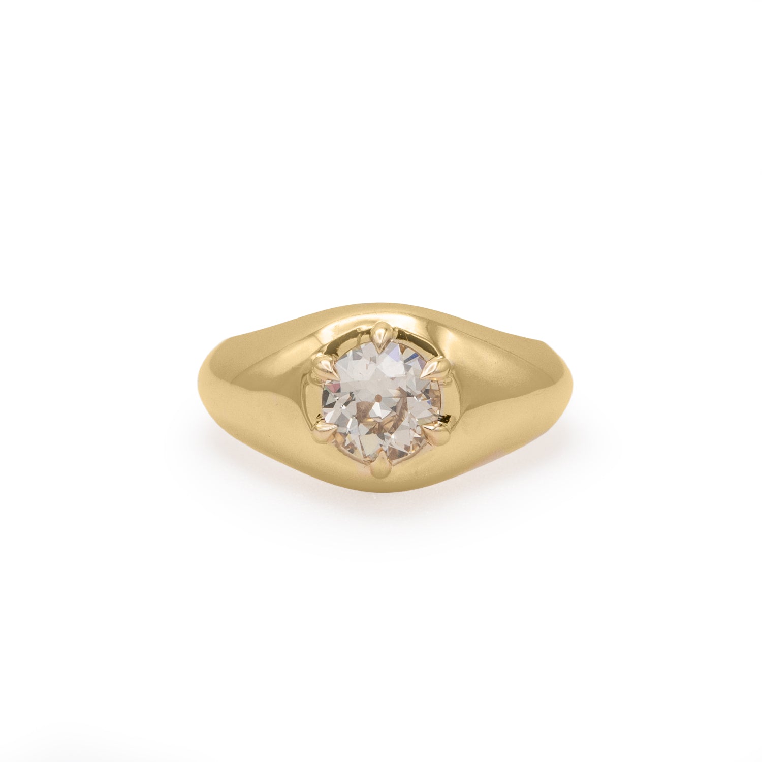 Front view of Leonard 6 Ring Old Euro Natural Diamond 1.04ct by Goldpoint Jewelry