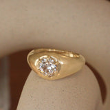 Lifestyle angled side view of Leonard 6 Ring Old Euro Natural Diamond 1.04ct by Goldpoint Jewelry on a ceramic with a blurred background