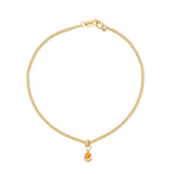 Front view of Step Mazunte Garnet Bracelet / Curb Chain by Goldpoint Jewelry