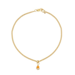 Front view of Step Mazunte Garnet Bracelet / Curb Chain by Goldpoint Jewelry