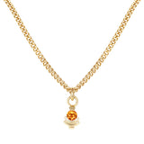 Close view of Step Mazunte Garnet Bracelet / Curb Chain by Goldpoint Jewelry