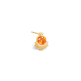 Angled side view of Step Mazunte Earring / Garnet in 14k yellow gold  by Goldpoint Jewelry