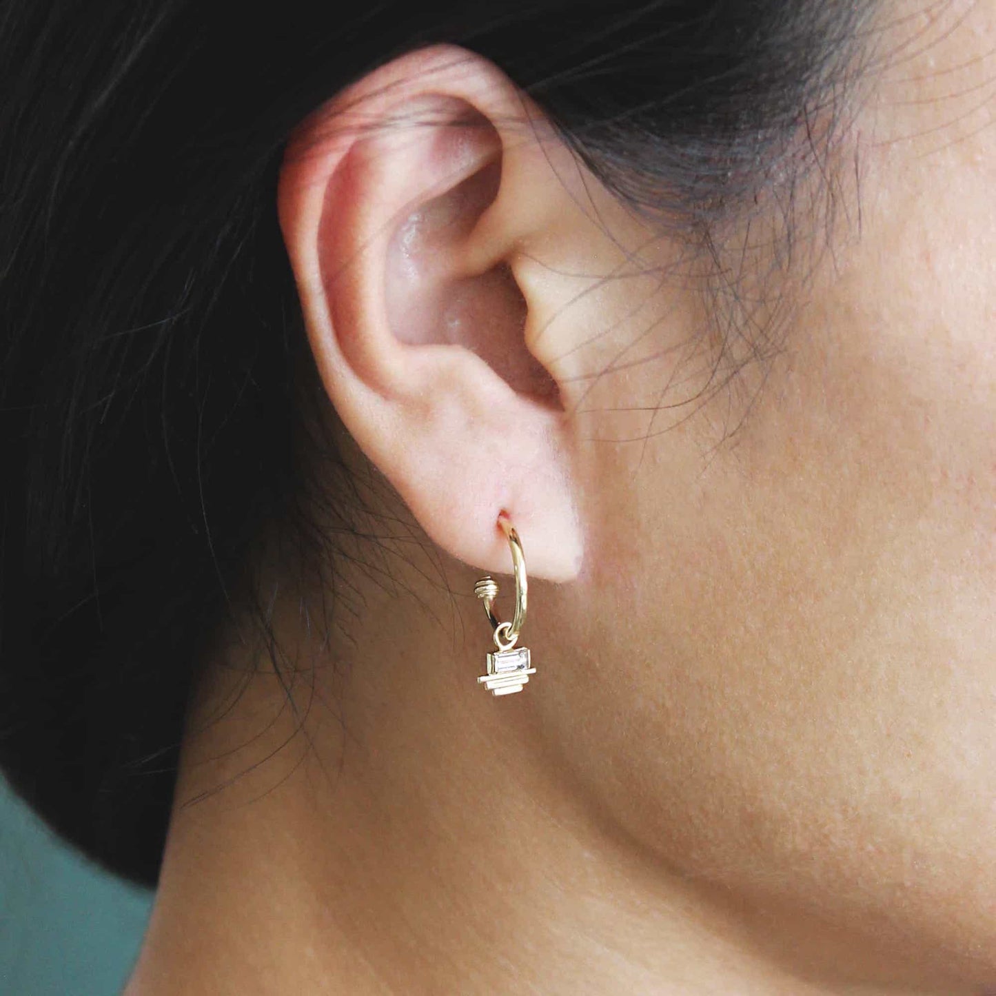 Step Pyramid Charm / Lab Baguette Diamond by Goldpoint