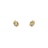 Front view of a set of Miro Earring / Oval Yellow Kaleidoscope Sapphire pieces by Goldpoint Jewelry