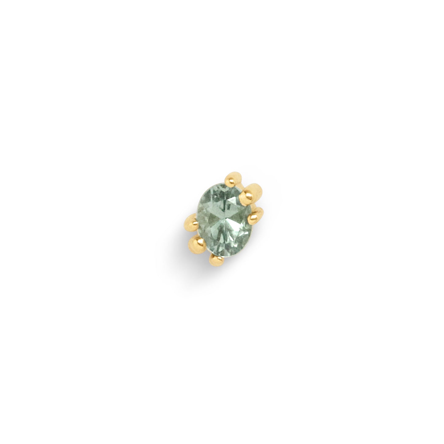 Miro Earring / Oval Blue Green Sapphire by Goldpoint