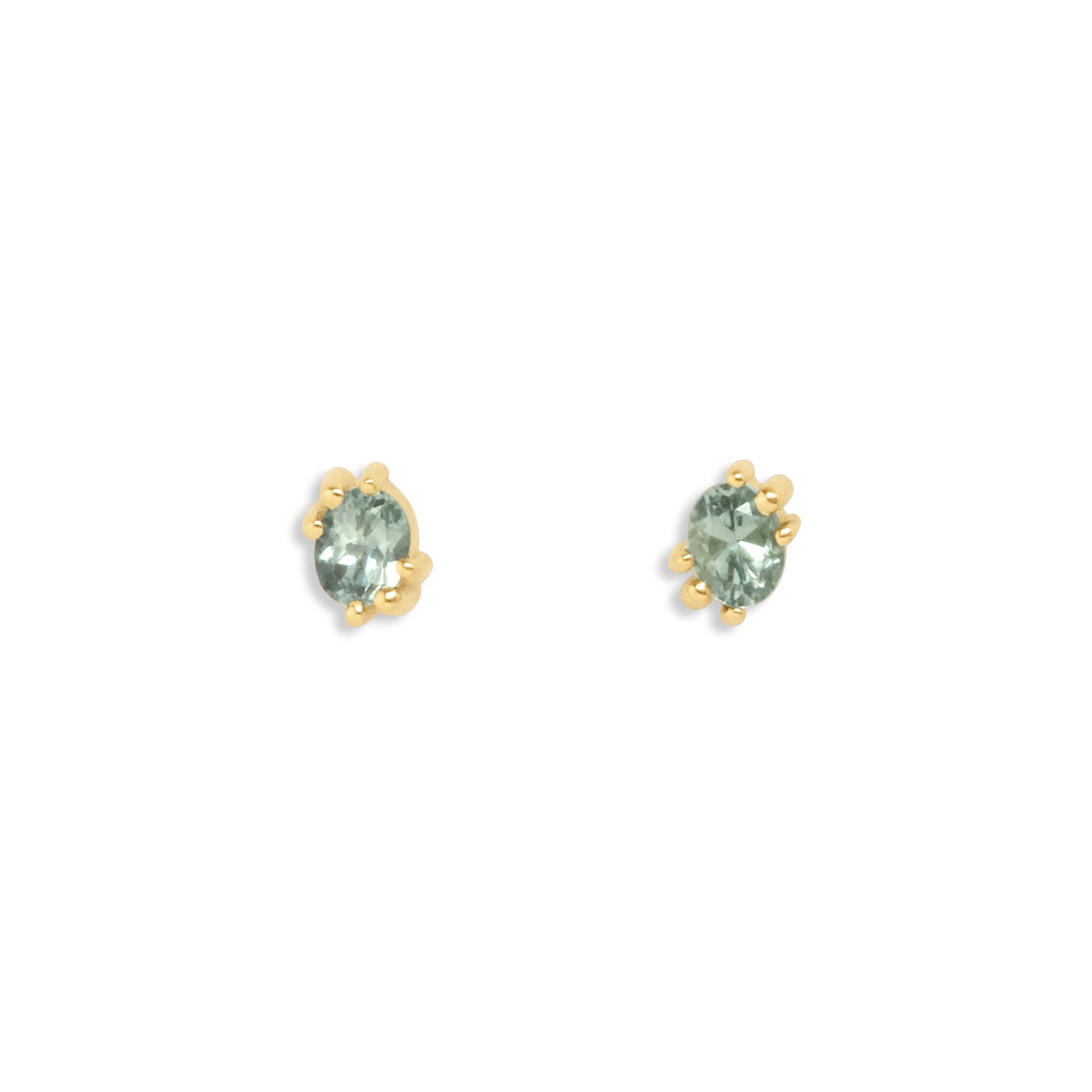 Miro Earring / Oval Blue Green Sapphire by Goldpoint