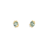 Miro Earring / Oval Blue Green Sapphire by Goldpoint