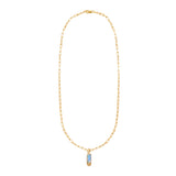 Step Inlay Rectangle Mother of Pearl Necklace / Paperclip Chain