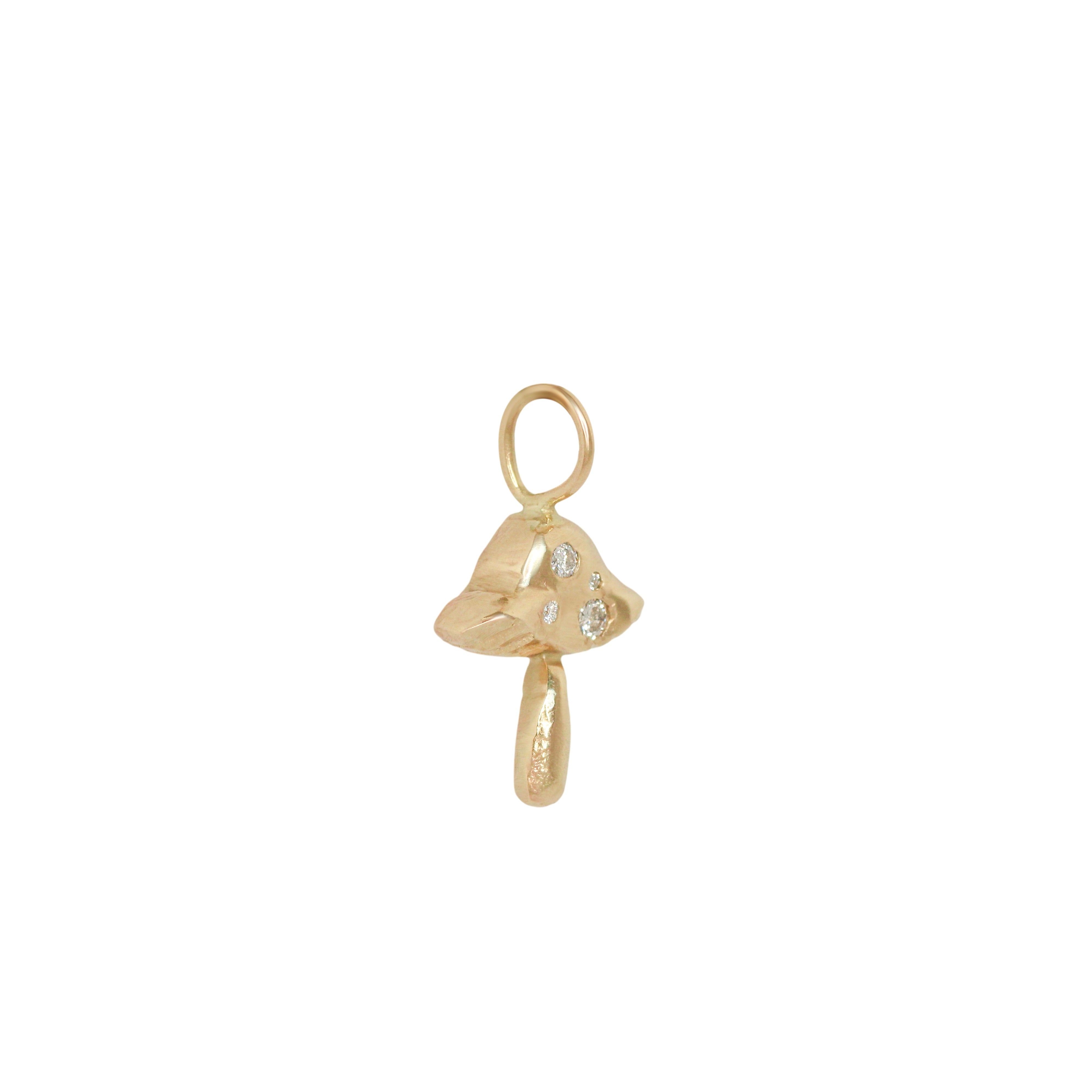 Side view of Mushroom Charm / Round Natural Diamonds by Oxbow Designs