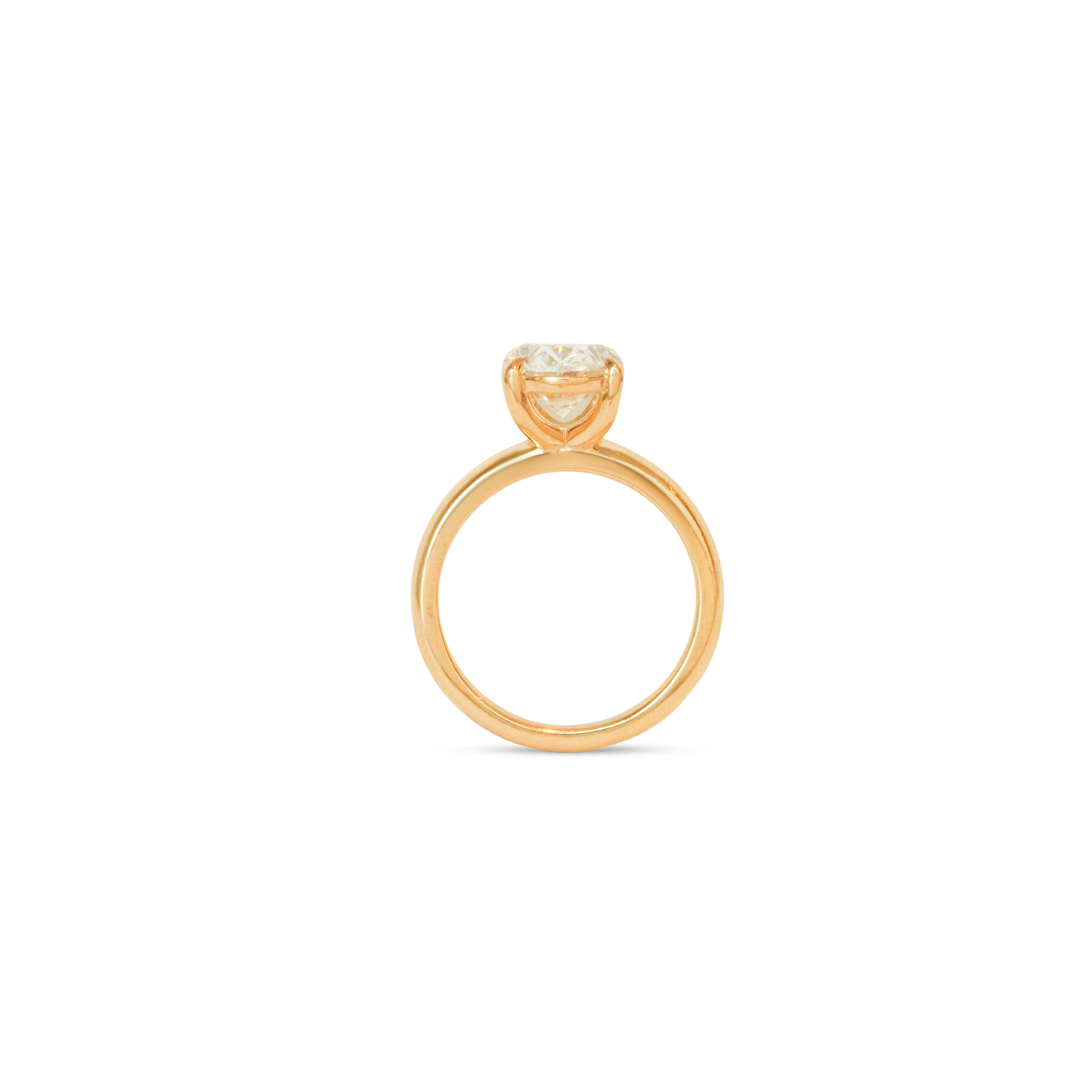 Side profile view of Noble Ring Oval Lab Diamond 3.02ct by Goldpoint Jewelry
