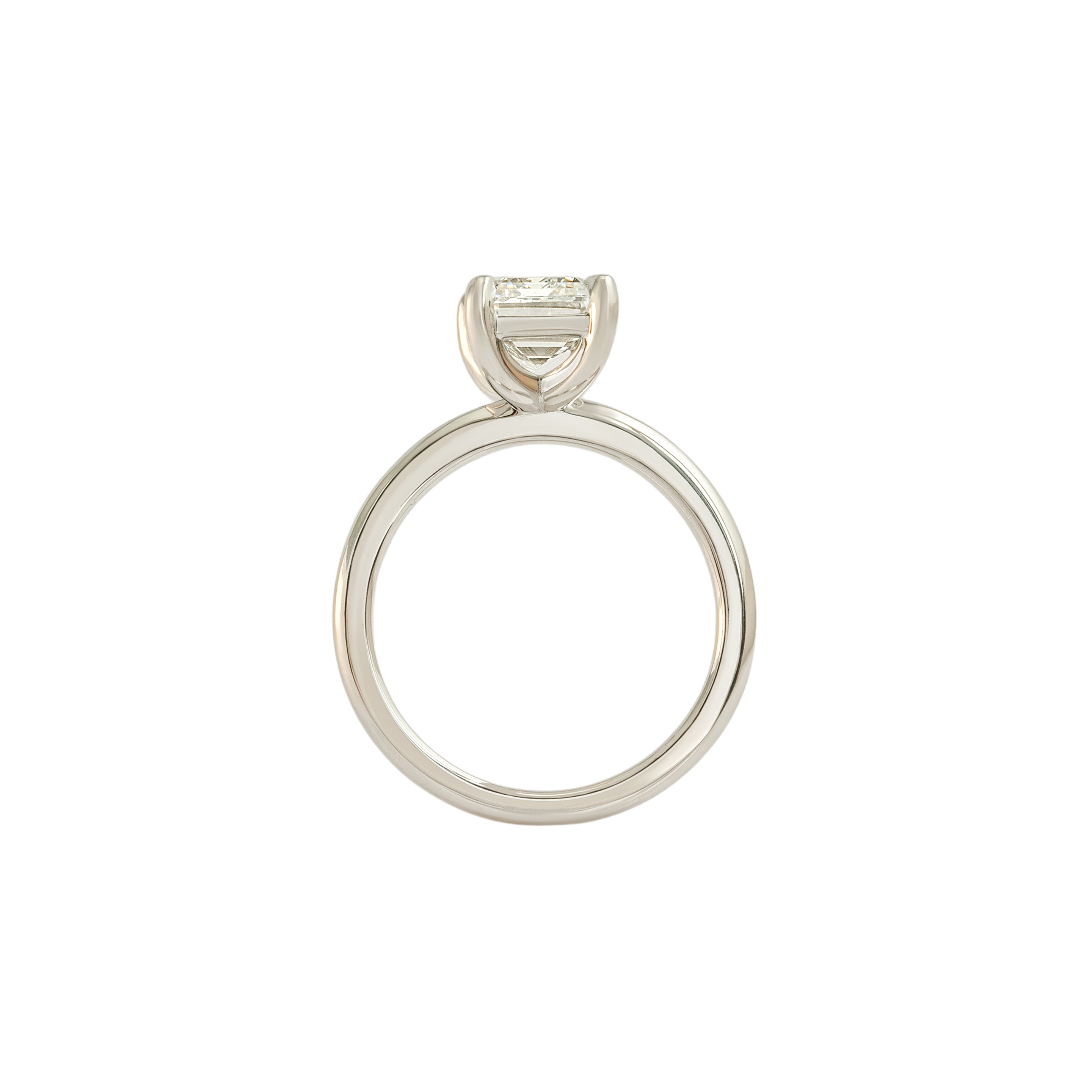 Side profile view of Noble Ring Emerald Cut Lab Diamond 3.03ct by Goldpoint Jewelry