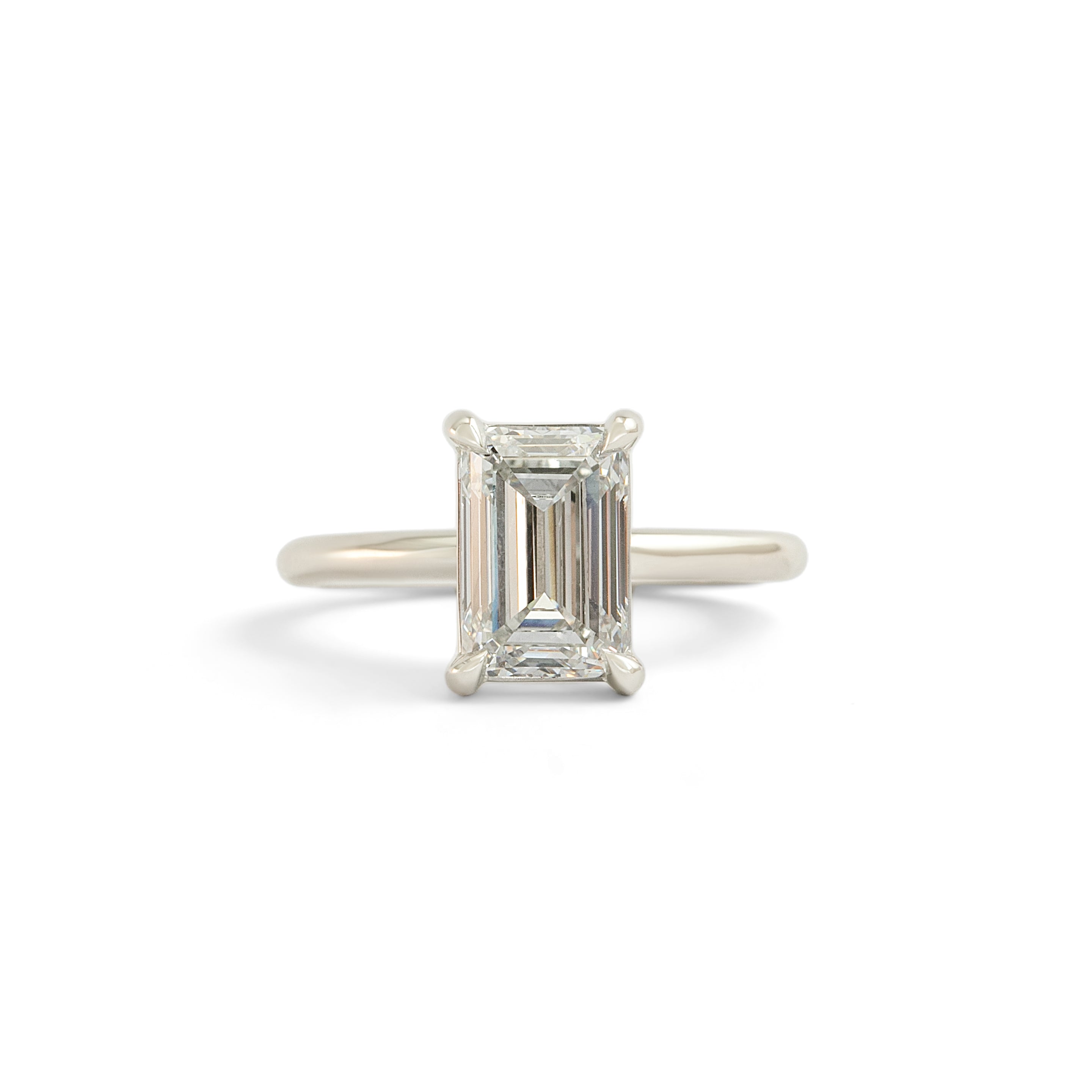 Front view of Noble Ring Emerald Cut Lab Diamond 3.03ct by Goldpoint Jewelry
