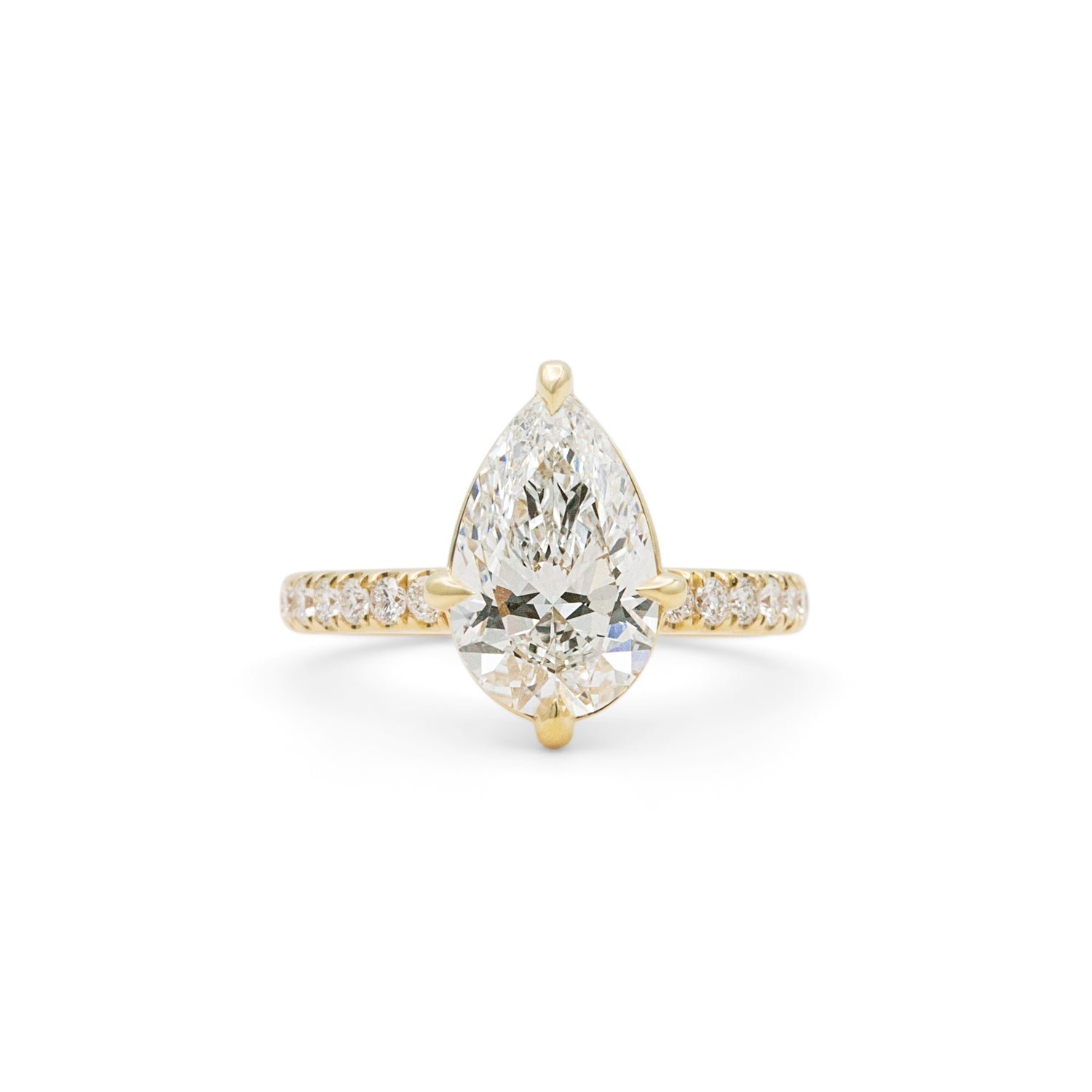 Front view of Noble Ring Pear Lab Diamond 2.85ct by Goldpoint Jewelry