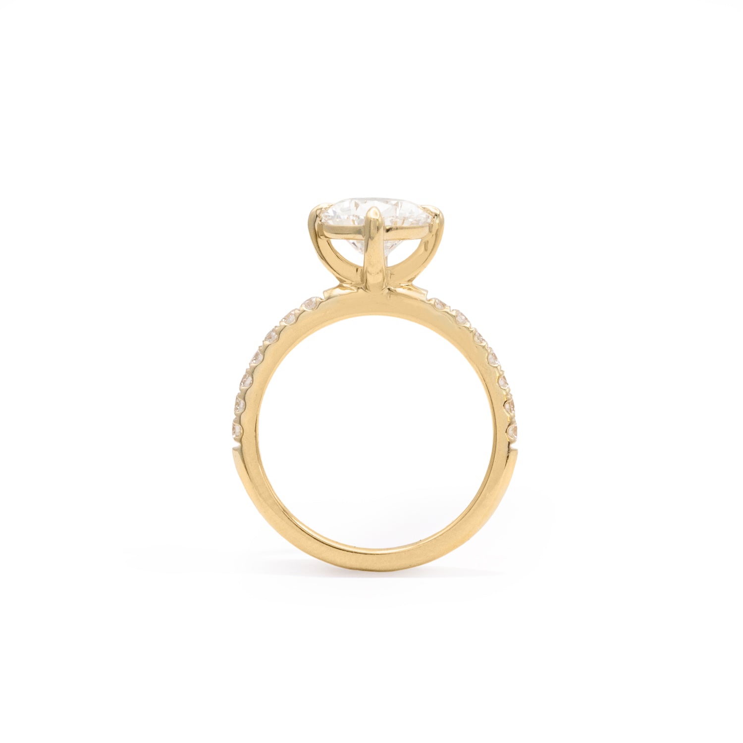 Side profile view of Noble Ring Pear Lab Diamond 2.85ct by Goldpoint Jewelry