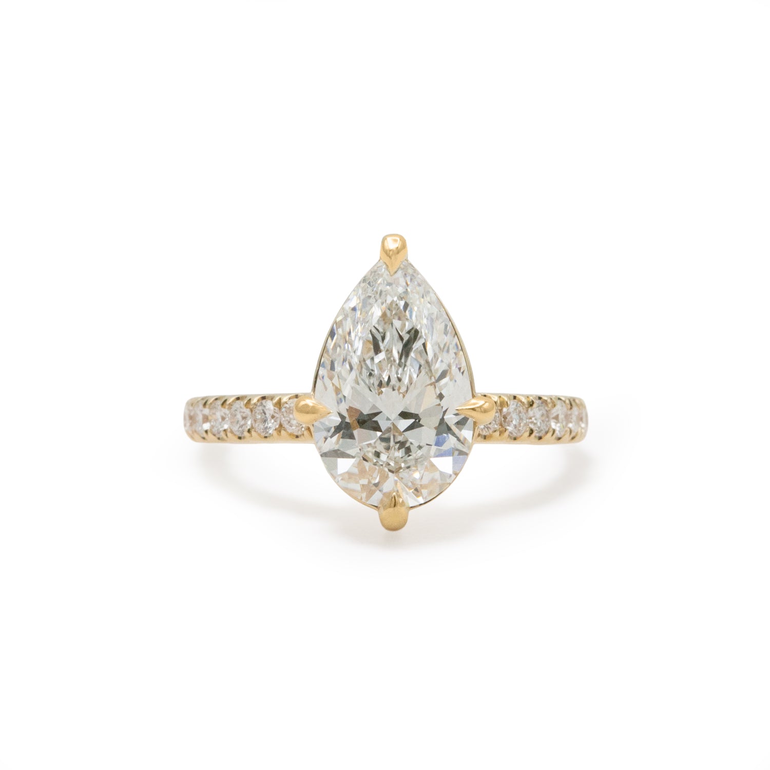 Front view of Noble Ring Pear Lab Diamond 2.85ct by Goldpoint Jewelry