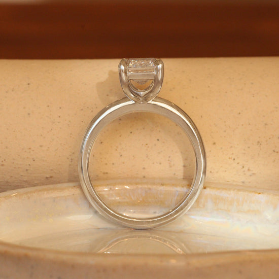 Lifestyle side profile view of Noble Ring Emerald Cut Lab Diamond 3.06ct by Goldpoint