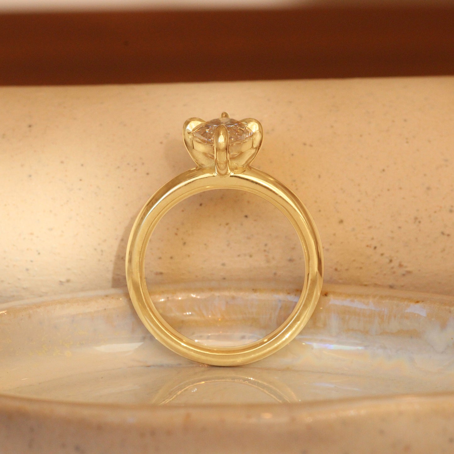 Lifestyle side profile view of Noble Ring Moval Natural Diamond 1.74ct by Goldpoint