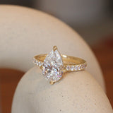 Lifestyle angled view of Noble Ring Pear Lab Diamond 2.85ct by Goldpoint Jewelry