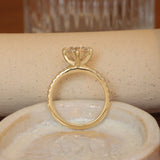 Lifestyle side profile view of Noble Ring Pear Lab Diamond 2.85ct by Goldpoint Jewelry