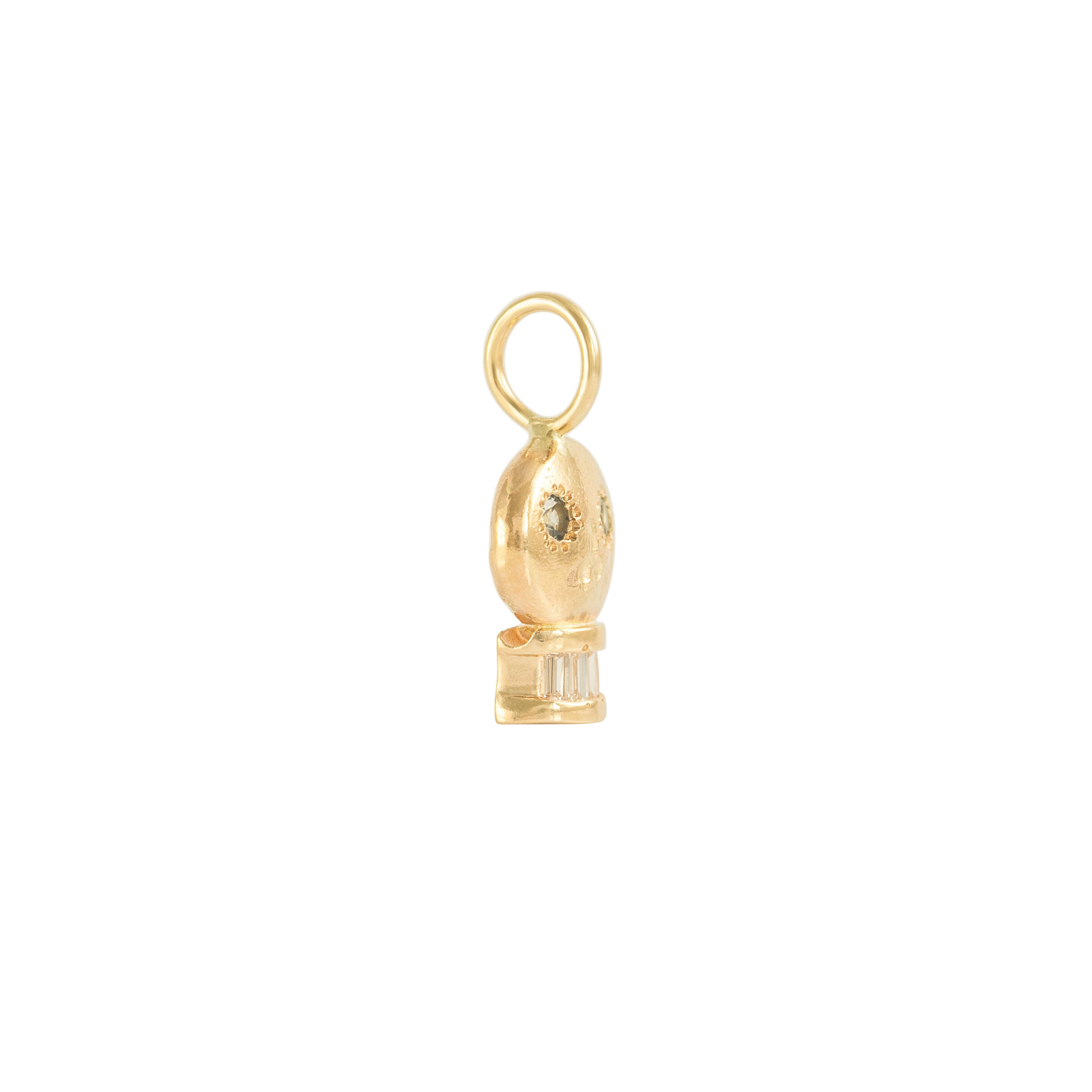 Side view of Skull Charm / Sapphire Eyes by Oxbow Designs
