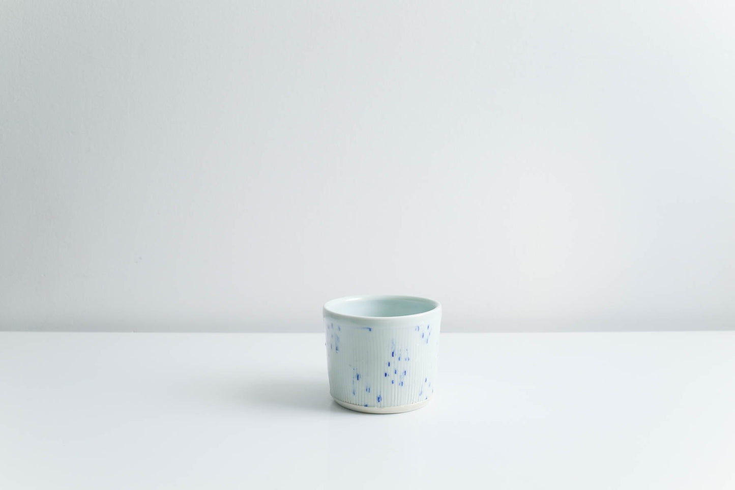 Mug with Blue Dots in Glossy Celadon by Goldpoint