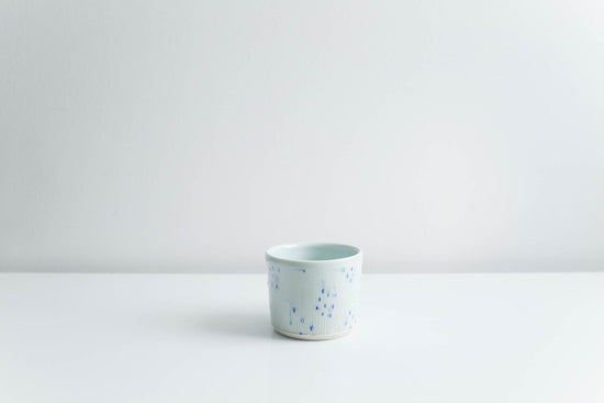 Mug with Blue Dots in Glossy Celadon by Goldpoint