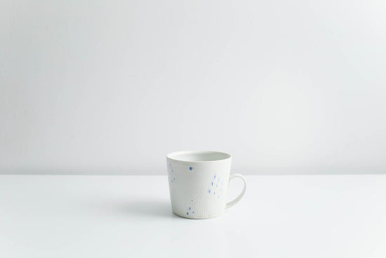 Load image into Gallery viewer, Mug with Blue Dots in Matte White
