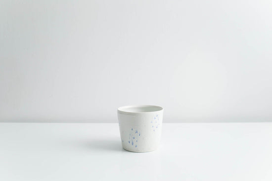 Mug with Blue Dots in Matte White