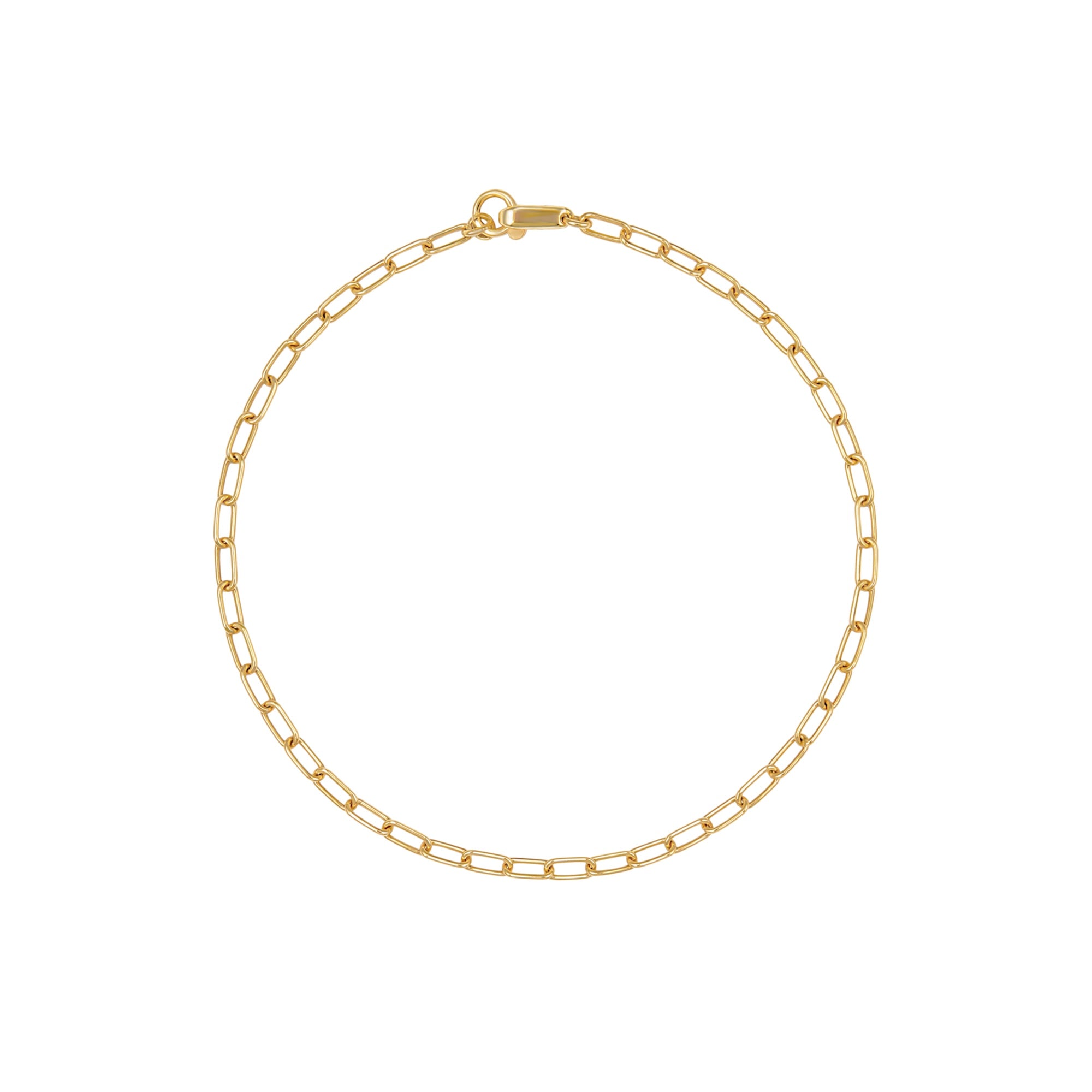 Front view of Flat Paperclip Bracelet by Goldpoint Jewelry