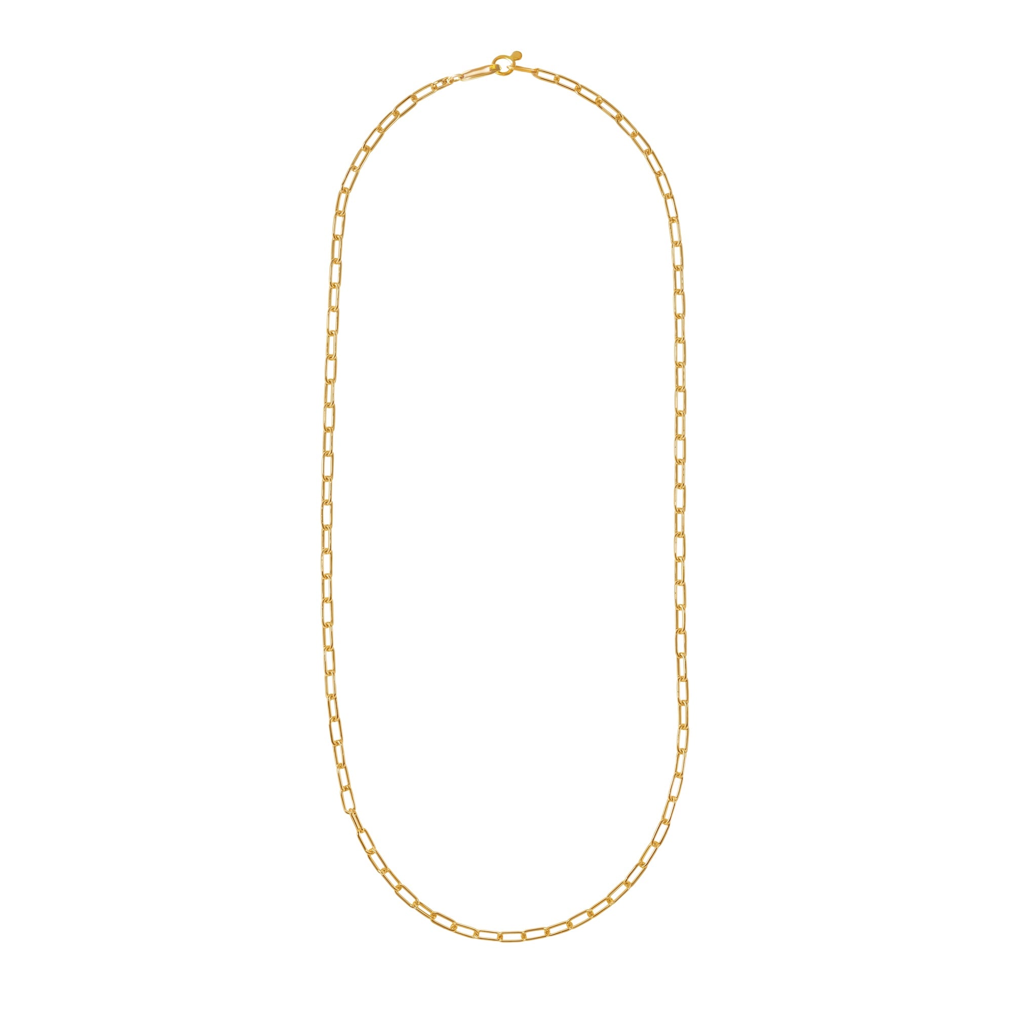 Front view of Flat Paperclip Necklace in 16" by Goldpoint Jewelry
