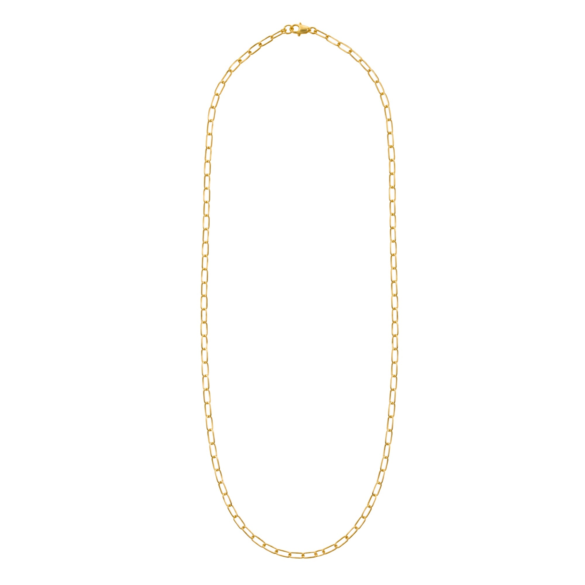 Front view of Flat Paperclip Necklace in 20" by Goldpoint Jewelry
