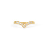 Front view of Peak Dome Band Pave Round Lab Diamonds in 14k yellow gold