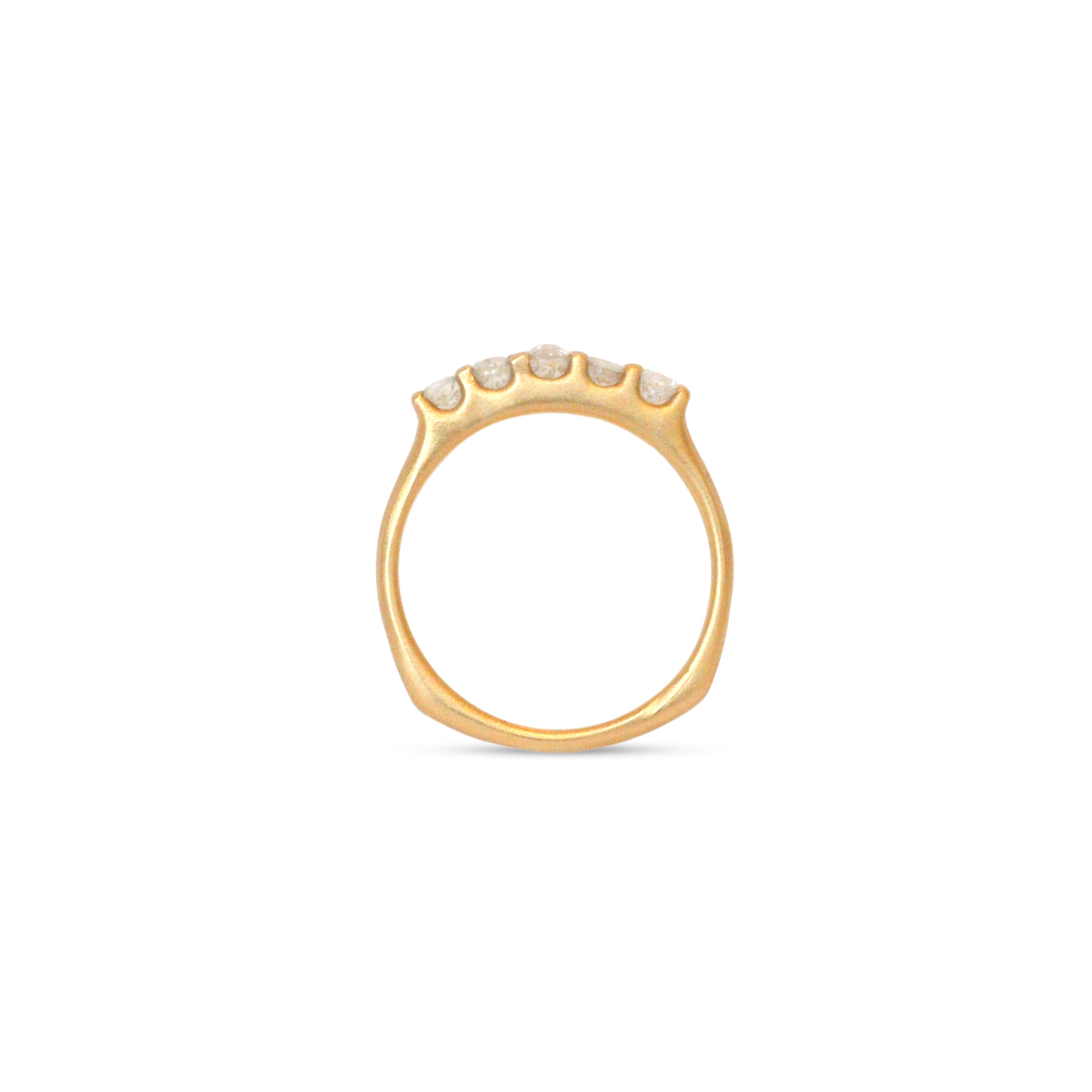 Side profile view of Petite Grove Ring in 18k yellow gold by Erin Cuff